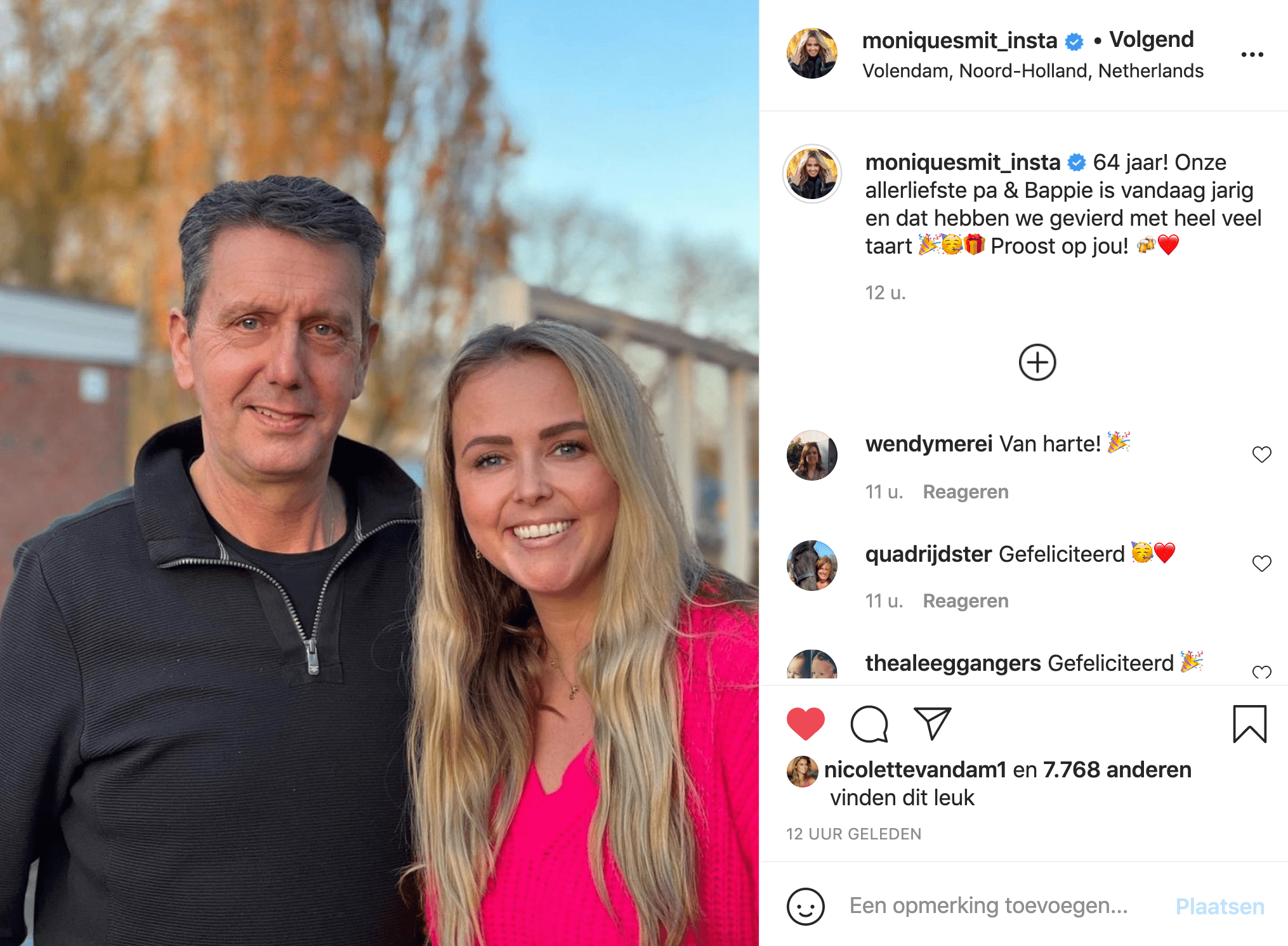 op vakantie delicatesse Fahrenheit FOTO: Monique Smit deelt lieve foto met haar vader - 100%NL Magazine